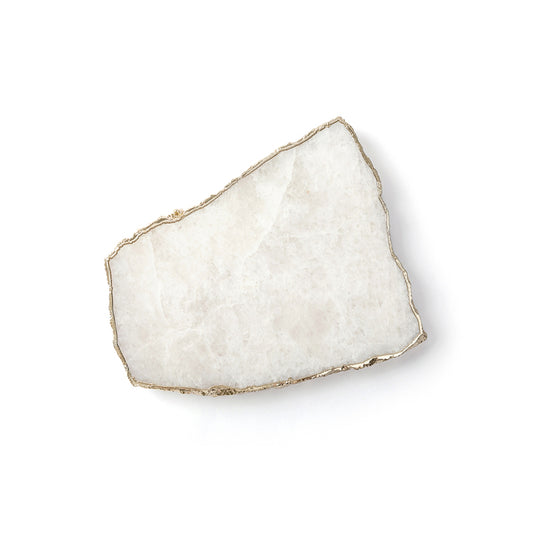 Cheese Board White Quartz with Gold Trim