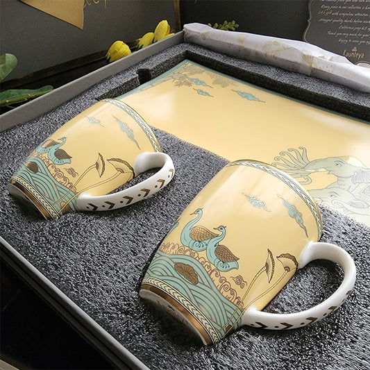 Elegant Yellow Coffee Mug Set