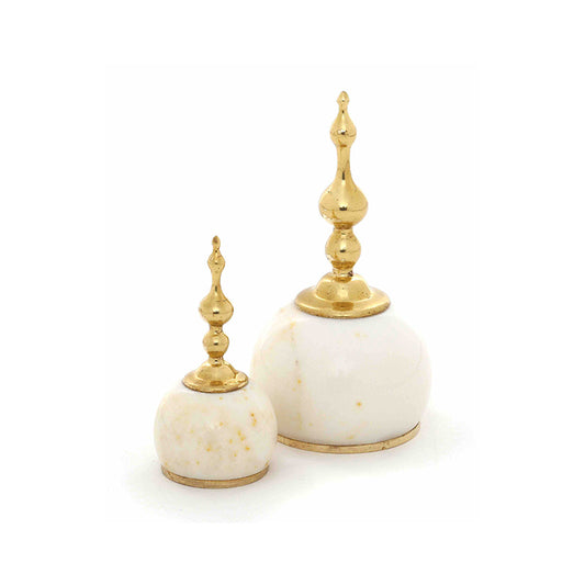 Two brass and marble paperweight