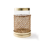 woven wicker glass candle holder
