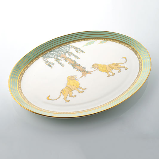 Airvata Serving Platter | Ceramic Platter for Kitchen & Dining | 24K Gold Plated Platter
