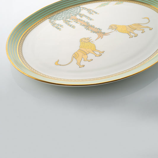 Airvata Serving Platter | Ceramic Platter for Kitchen & Dining | 24K Gold Plated Platter