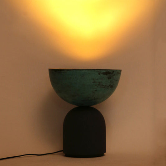 Brass and Wood Table Lamp