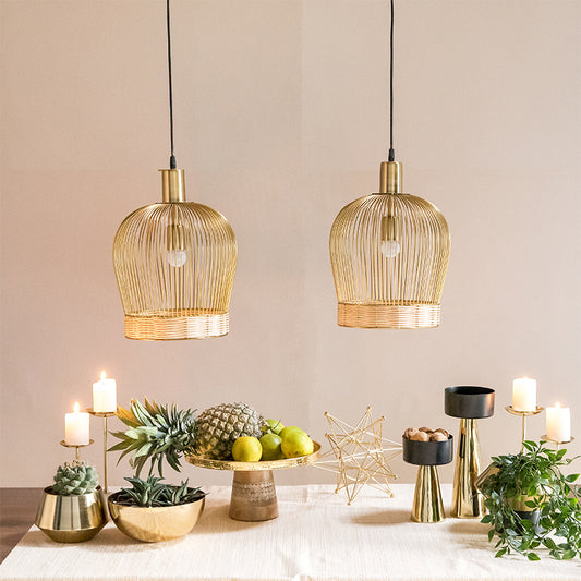 Gold hanging light for dining table