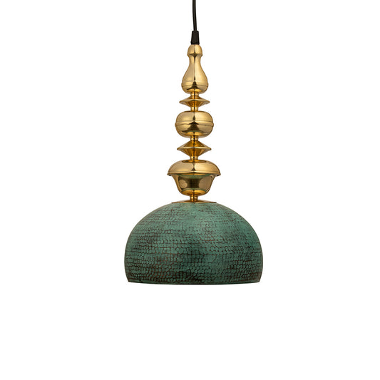 Blue and gold pendant light