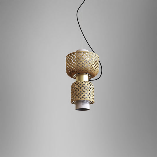bamboo hanging lamp with steel wire and a double core wire