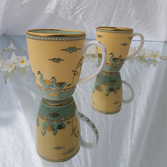 yellow ceramic mug for coffee