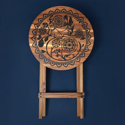 Round Folding table with mandala art on top