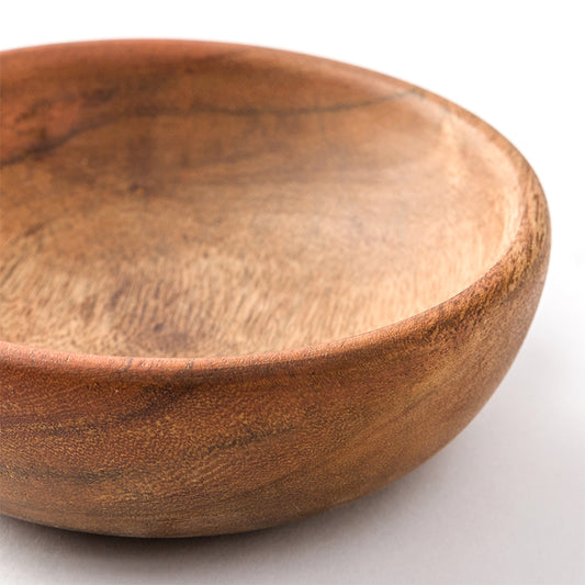 close up of a wood bowl