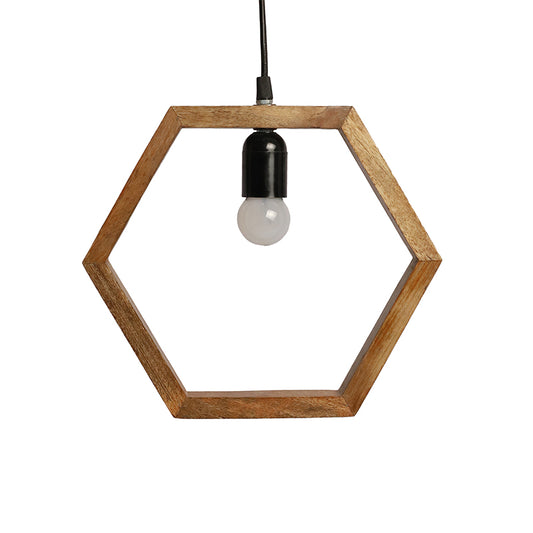 hexagonal wood pendant light