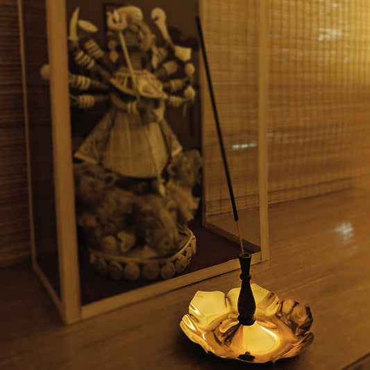 Agarbatti/Incense Stick Holder | Brass Agarbatti Stand with Ash Catcher | Festive Decor - Pooja Item