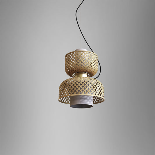 bamboo and brass pendant light