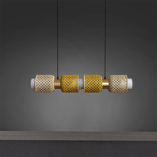 Bamboo hanging lamp - yellow brown 