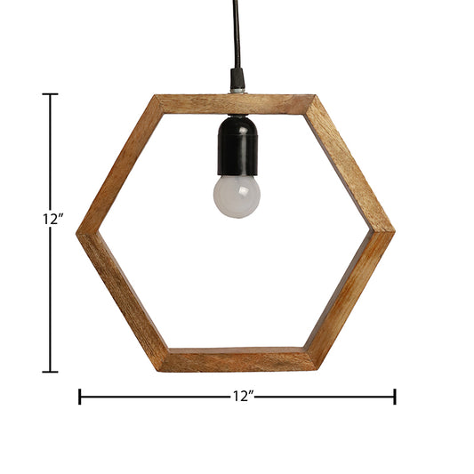 Size of a hexagon wooden hanging light