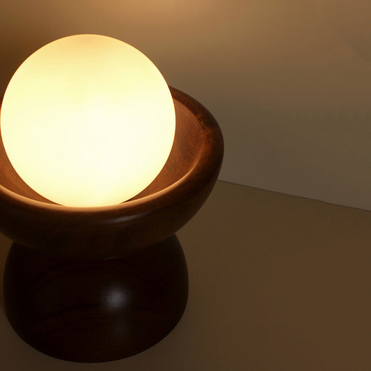 LED Glass Globe Wooden Lamp