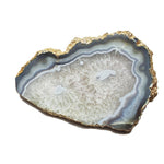 Grey agate platter with gold plated edge