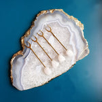 Gemtherapy agate platter with cheese forks