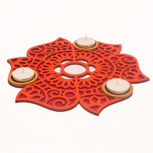 Orange Rangoli Design Candle