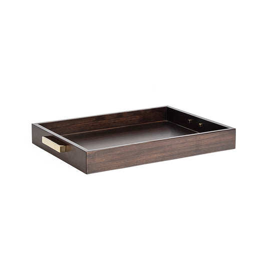 Ublong Serving Tray | Wooden Tray With Golden Handles | Decorative Tray - Home & Kitchen