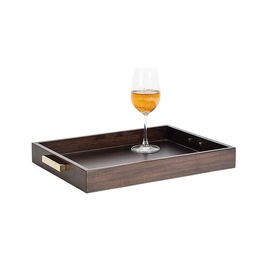 Ublong Serving Tray | Wooden Tray With Golden Handles | Decorative Tray - Home & Kitchen