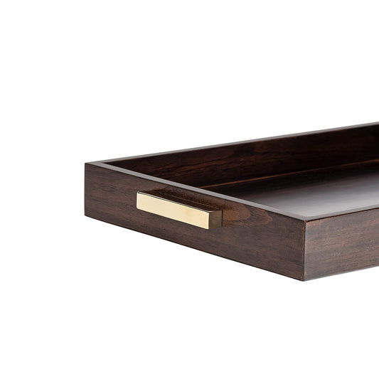 Wooden Tray With Golden Handles