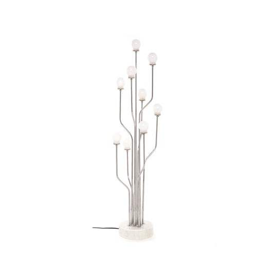 floor lamp in marble base with steel pipes