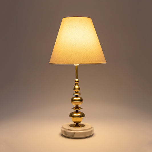Lamp with marble base & white lampshade