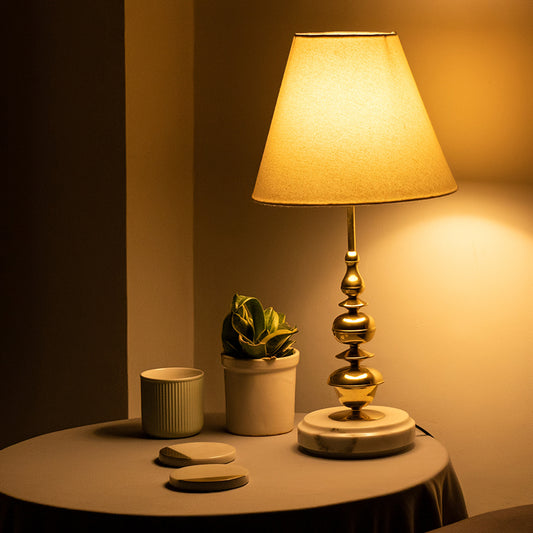 Jaypore Kalash Table Lamp | Night Lamp for Bedroom | Brass & Marble