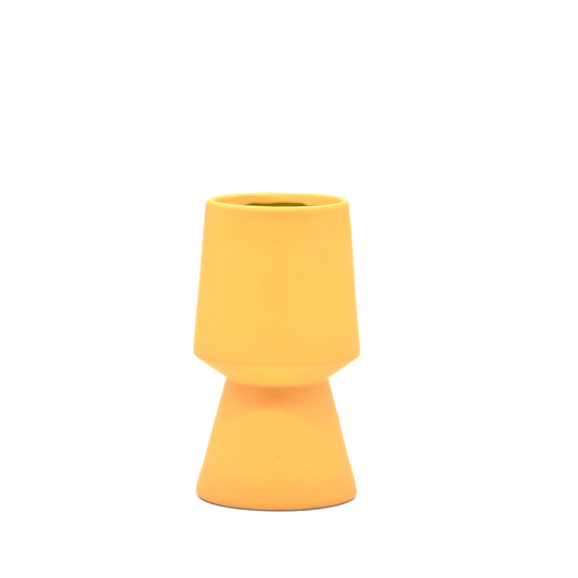 Pedestal yellow vase