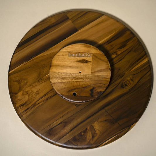 Sunny Mandala Carved Lazy Susan Turntable | Wooden Round Tray | 360° Rotating Kitchen Organizer
