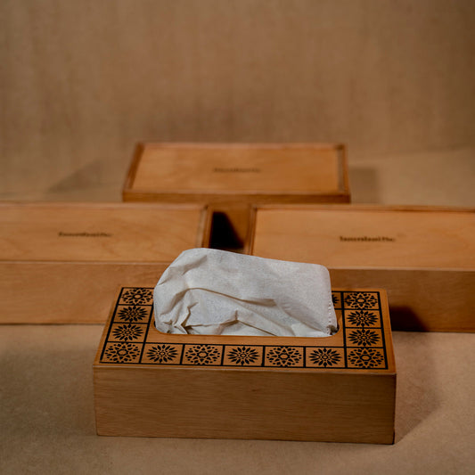 Wooden Tissue Box Holder | Tissue Box for Home, Office Desk & Car | 9" x 5" x 2.75" & Natural