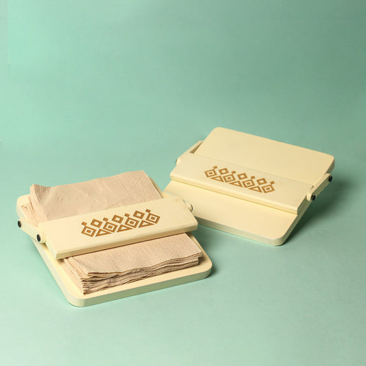 Premium MDF Tissue Tray | Wooden Square Tissue Holder Tray | Ivory White & 7" x 7"