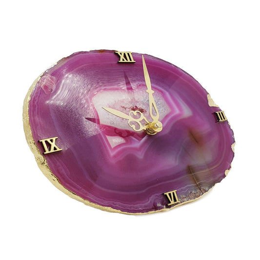 Pink Agate Clock | Table Clock | Desk Clock for Home & Office