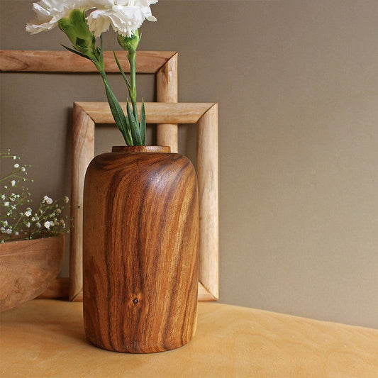 Tubular wood vase