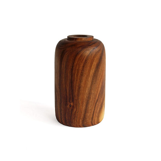 Tubular wooden vase