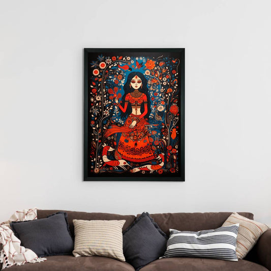 Sowpeace Canvas: Artisan Red Women Wall Decor Masterpiece Collection