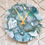 Green agate wall clock for home