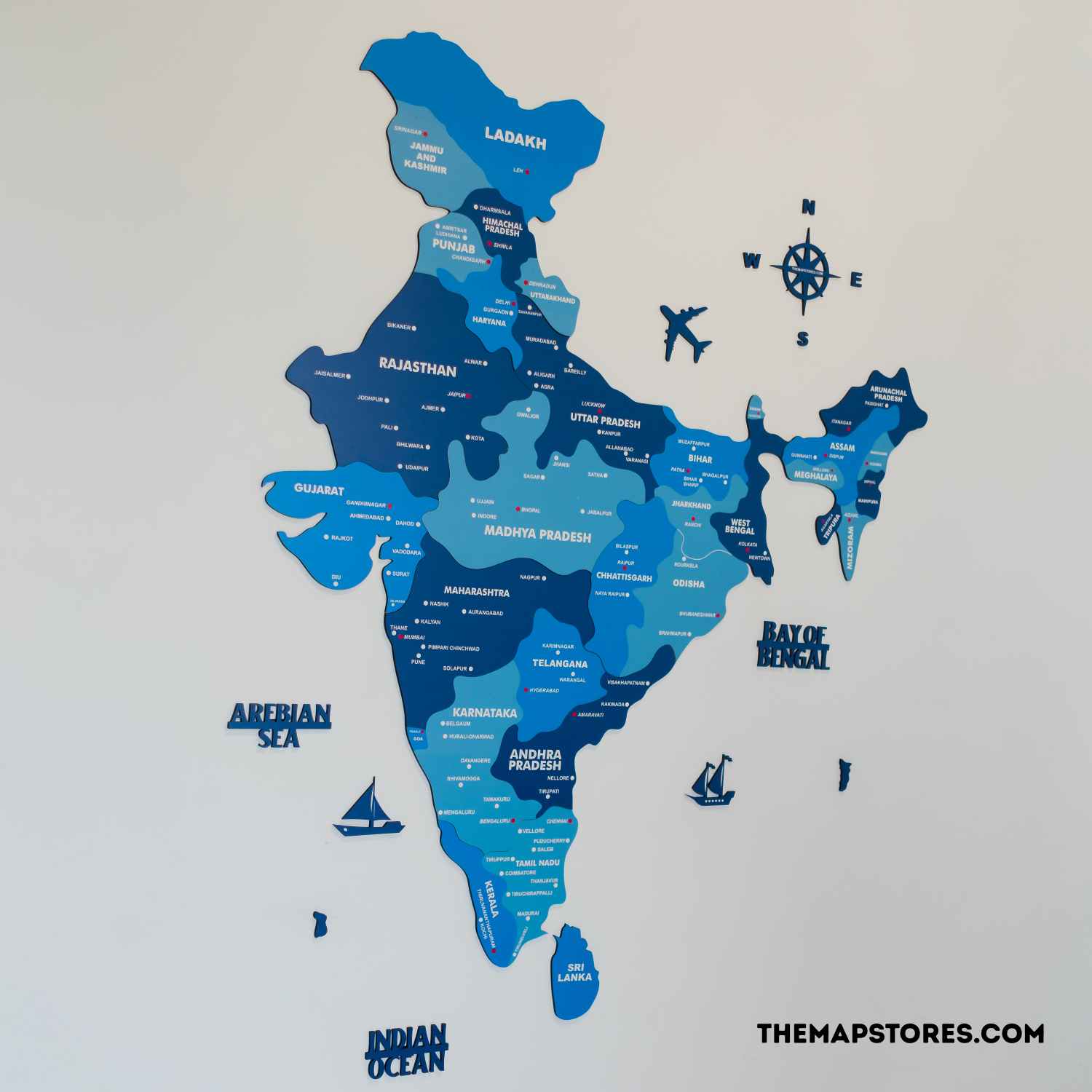 Buy Wood Map Of India Tory Blue Online | Arcedior