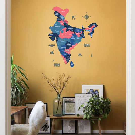 wooden map of India wall art