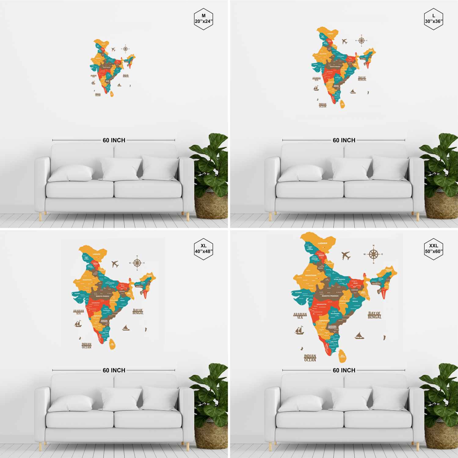 Buy Wooden India Map With Cities For Wall - Saffron | Arcedior