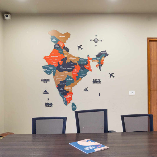 Wall Decor Tortila Wooden India Map with States