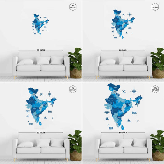 Wall Art Tory Blue 3d Maps of India