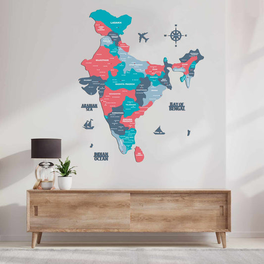 Wooden Map of India Blossom