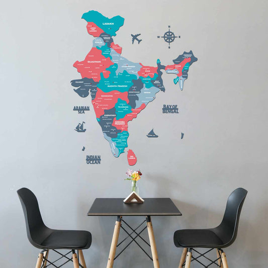 Wood Map of India Blossom