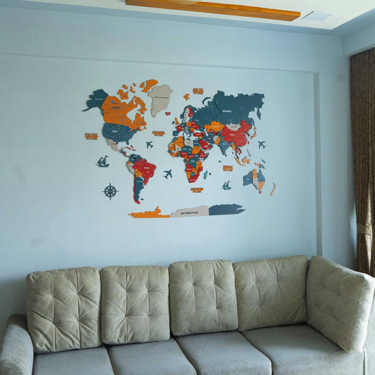3d World Map for wall