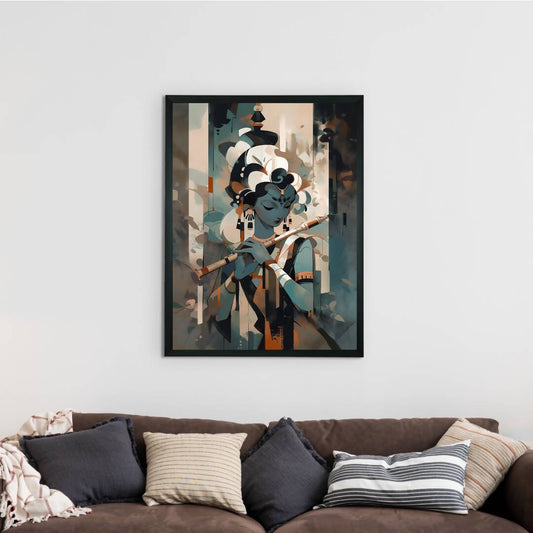 Krishna with Flute Canvas: Premium Wall Decor for Living Room