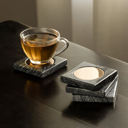 Yin Black Marble Coasters | Tea Coaster Set of 2