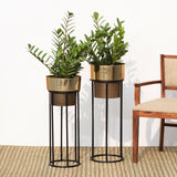 Dual Tone Planter Stand with green plants