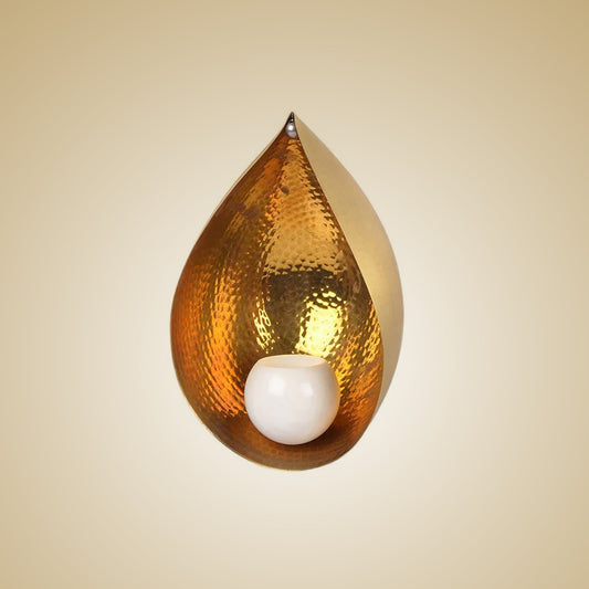 golden petal shaped marble ball candle holder