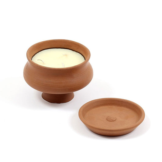 terracotta wax candle with lid